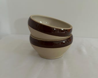 2 Digoin Bowls in Enamelled Stoneware Old 1970 France Salad Bowl Countryside Rustic Mixing Bowl Pottery Decoration Large Breakfast Bowl