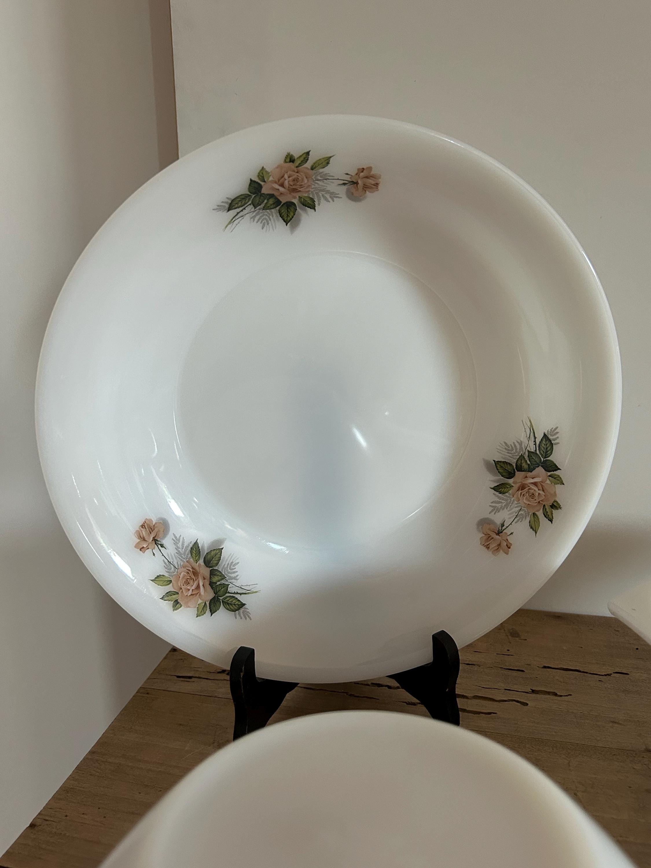 Lot De 5 Assiettes à Dessert Arcopal Rose - Verre, Motif Fleurs, Occasion