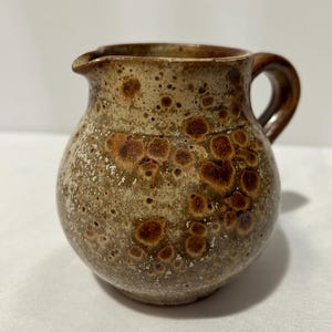 Milk Jug in Glazed Stoneware Pouring Spout Vintage 70s Cream Jug Vase Interior Decoration Pitcher Table Service Clay Container