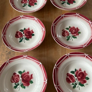 6 Deep Plates Digoin Sarreguemines France Old Model Cibon 1940 Table decoration Table service Tableware Tableware