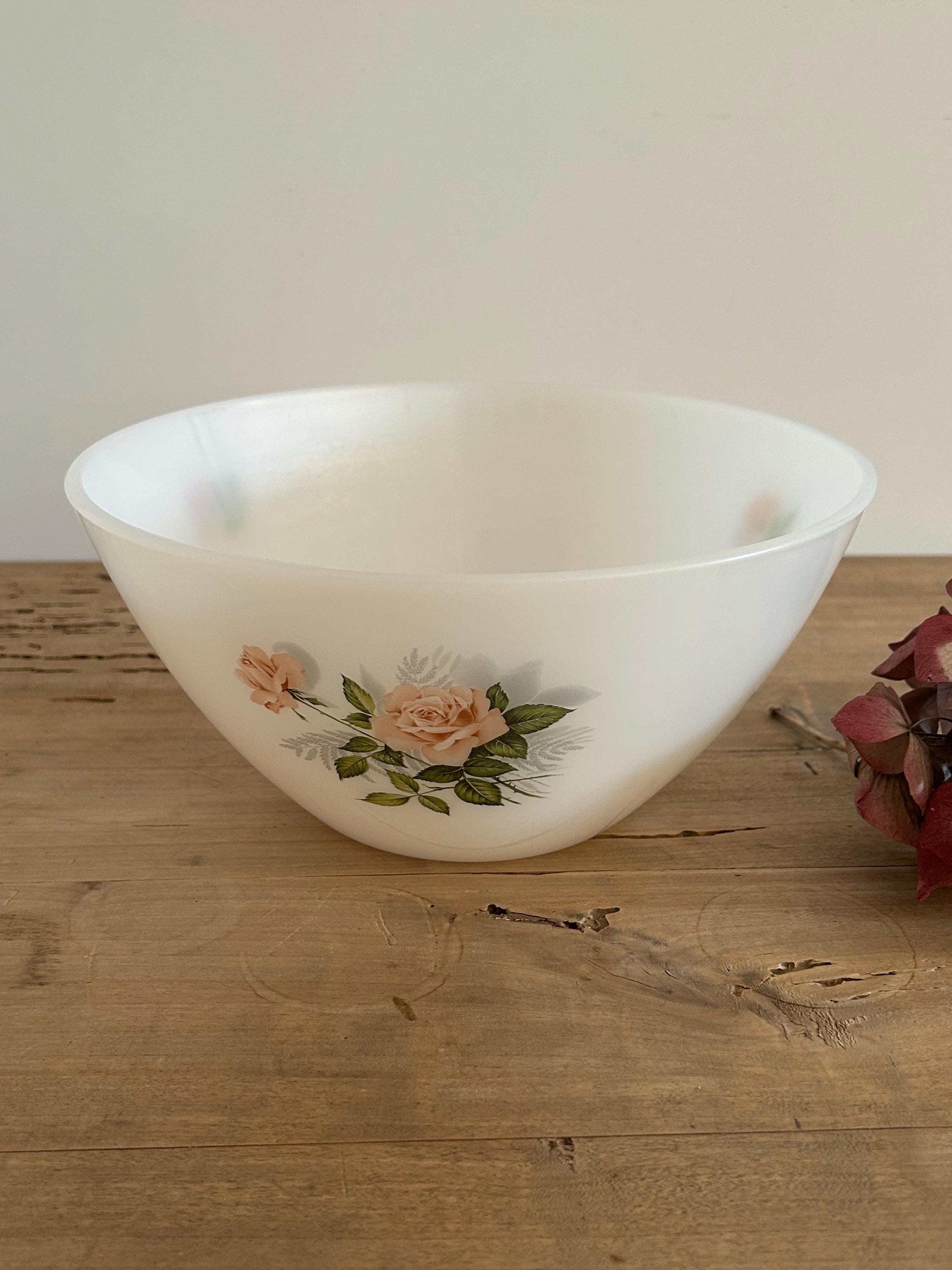 Grand Plat Vintage Arcopal Fleurs Lotus – 29 Cm – Motif Orange, Jaune, Blanc