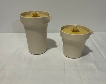 Tupperware Brocca per liquidi portatile vintage e coperchio ermetico/pentola per latte, succo, zuppa per bambini/campeggio/alloggio/scatola di plastica/ciotola/cucina