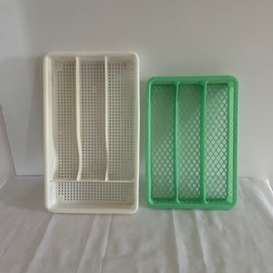 Vintage Range Couverts en Plastique pour Tiroir/ Bac à Couteaux Fourchettes Cuillères / Casier Ménagère / Ustensile Cuisine/ Boite/ Support
