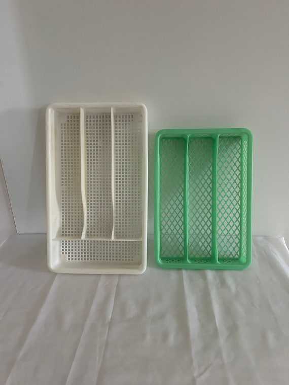 Vintage Range Couverts en Plastique pour Tiroir/ Bac à Couteaux Fourchettes Cuillères / Casier Ménagère / Ustensile Cuisine/ Boite/ Support