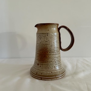 Stoneware jug Pyrite pottery handcrafted vintage 80' signed JPZ. h 18.2 cm Country vase Pitcher Table pitcher Jar for Flowers Decoration