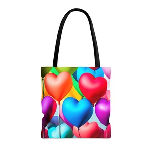 Liebe Ballon Fiesta Tasche | Bunte Herz Luftballons Design | Freudige All-Occasions-Tasche | Verspieltes Romantisches Accessoire | Valentinstag-Einkaufstasche