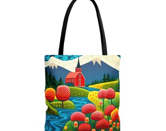 Enchanted Countryside | Storybook Scenery Tote Bag | Whimsical Landscape Carryall | Fairytale Adventure Accessory | Sustainable Travel Bag