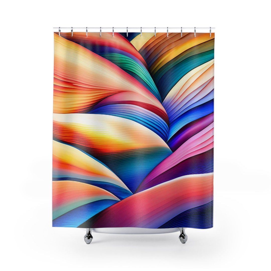 Spectrum Swirl Abstract Vibrant Shower Curtain Radiant Bathroom Decor Durable, Waterrepellant