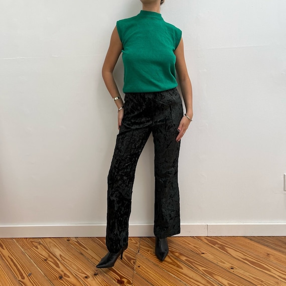 Vintage Sixties Black Crushed Velvet Flare Pants Selected by Anna