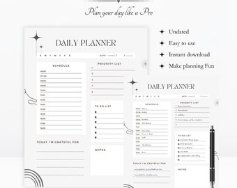 MYSTIC Undated Daily Planner | Printable Daily Schedule | Daily To-Do List | Pdf A4 Size