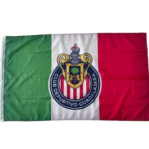 Drapeau de football Chivas Tri Mexico Guadalajara, neuf 3 x 5 pi, bannière de football Futbol Bandera 90 x 150 cm Chivas Rayadas Tricolor