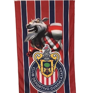 Mascotte Chivas, Mexique Guadalajara, nouvelle bannière drapeau de football 3 x 5 pi Futbol Bandera 90 x 150 cm Chivas Rayadas Rebaño Sagrado