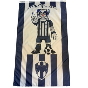 Monterrey, Mexique Futbol Soccer, nouveau drapeau 3 x 5 pi, bannière sportive Bandera Mascota 90 x 150 cm La Pandilla Rayados