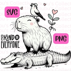 Sii gentile Capybara SVG, Gentilezza carina Salute mentale PNG, Design clipart di amicizia motivazionale e ispiratrice per maglietta, trasferimento DTF, Cricut