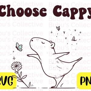 Elija Happy Capybara SVG Funny Cute Mental Health PNG de Self Love Animal con mariposa para camisas Sublimación DTF transferencia svg para Cricut