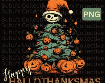 Happy Hallothanksmas clipart, Hallothanksmas png, Happy Hallothanksmas png, Fall PNG, Halloween png, Christmas PNG, Retro Png, xmas