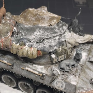M18 Hellcat 1:35 + 4 painted cats + snow base / M18 Hellcat 1;35 + 4 chats peints + socle neige