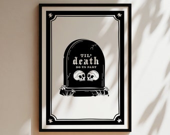 Til Death Wedding Married Black and White Print