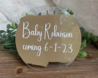 Acrylic Pregnancy Announcement, Pregnancy Announcement, Baby Announcement, Custom Pregnancy Announcement Disc