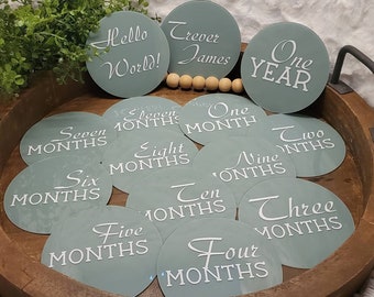 Acrylic Baby Milestone Cards, Baby Milestone Discs, Acrylic Discs, Baby Monthly Photo Prop, First Year Discs, Newborn Baby Shower Gift
