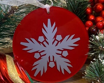 Snowflake Ornament, Christmas Ornament, Acrylic Snowflake Ornament