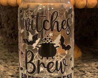 Glass Coffee Cup, Fall Glass Cup, Fall Coffee Cup, 16oz Glass Cup, Beer Can Cup, Fall Iced Coffee Cup, Halloween Cups, Glass Cups