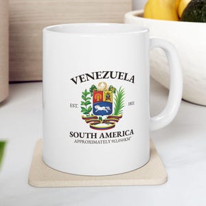 Venezuela Taza Cafe 11oz Escudo Bandera Mapa Densidad Ceramica Regalo Ideal Viaje Fans South America Coleccion
