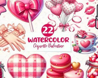 Coquette Valentine Clipart PNG | Lazo Rosa de San Valentín Imprimible | Diseño Scrapbooking Digital | Ilustración Estética para Manualidades