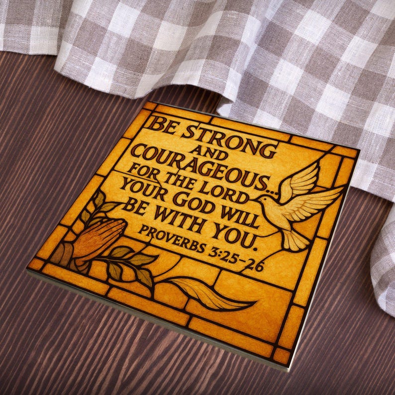 Proverbs 3 25 26 Bible Verse Ceramic Art Tile Christian Decor Bookshelf proverbs-3-25-26-bible-verse-ceramic-art-tile-christian-decor-bookshelf