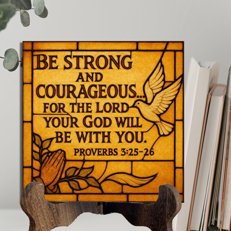 Proverbs 3 25 26 Bible Verse Ceramic Art Tile Christian Decor Bookshelf proverbs-3-25-26-bible-verse-ceramic-art-tile-christian-decor-bookshelf