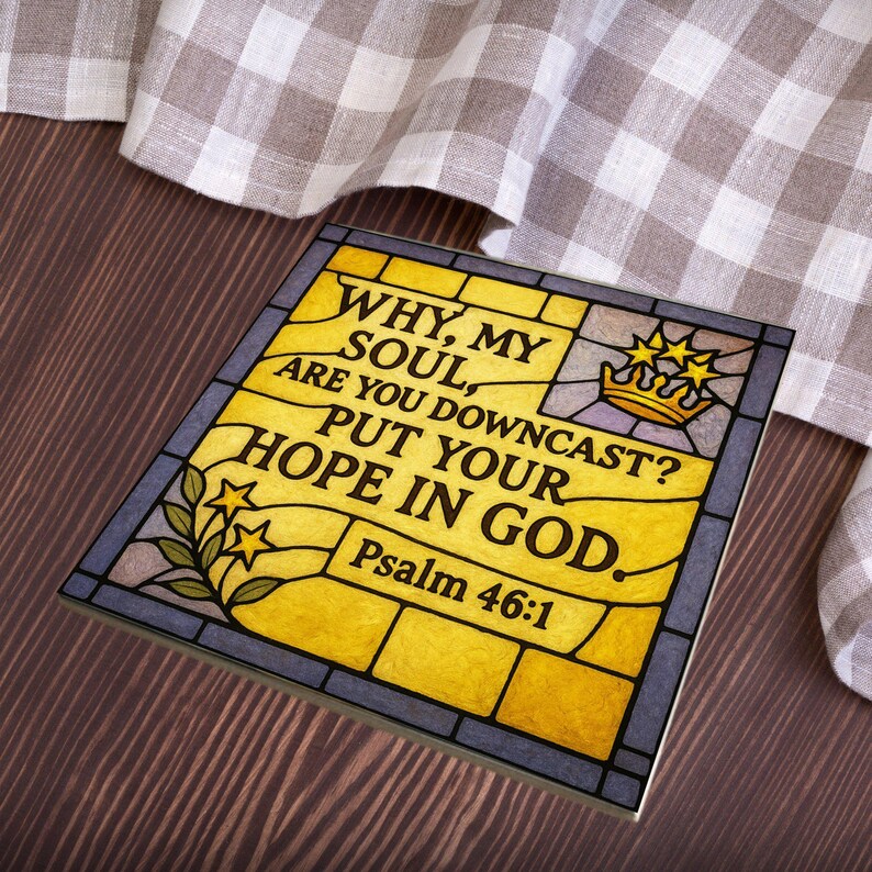 Psalm 46 1 Bible Verse Ceramic Art Tile Christian Decor Bookshelf Wall ...