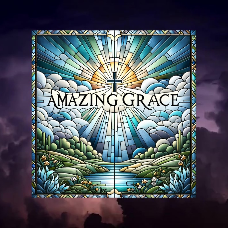 Scripture Window Clings Amazing Grace Stained Glass Window Cling Christian Art Window Sticker ...