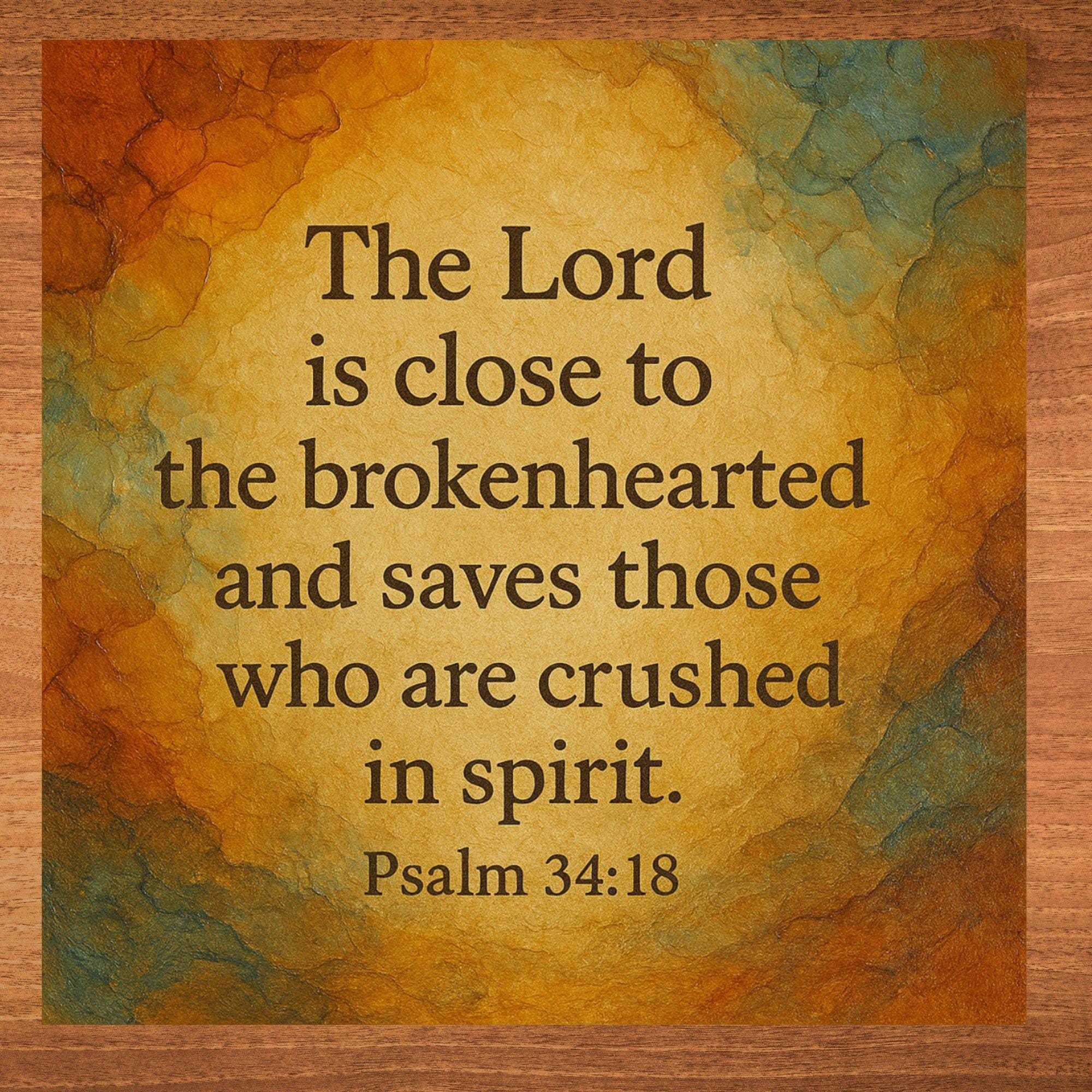Psalms 34 18 Bible Verse Ceramic Art Tile Christian Decor Bookshelf ...