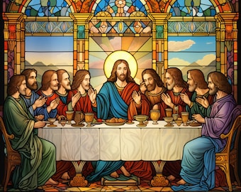 Last Supper Stained Glass Window Cling Faux Stained Glass Gift of Faith Christian Gift Encouragement Intended Gear Gift Bible Religious Art