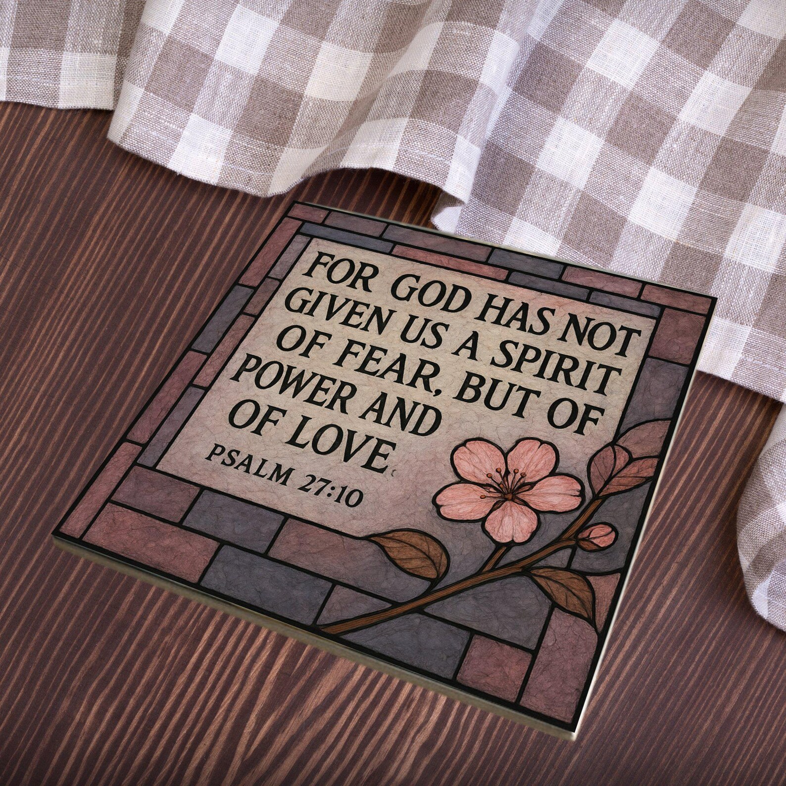 Scripture Tile Psalm 27 10 Bible Verse Ceramic Art Tile Christian Decor Bookshelf Wall ...