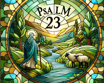 Psalm 23 Stained Glass Window Cling Christian Art Window Sticker Decal Film Encouragement Artful