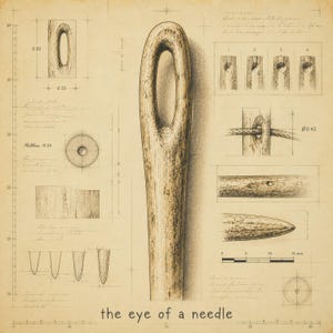 Eye of a Needle Ceramic Tile | Bone Needle Naturalist Art | Matthew 19:24 Christian Gift