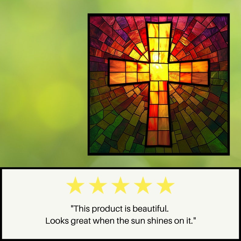 Christian Cross Stained Glass Window Cling Christian Faith Art Faithful ...