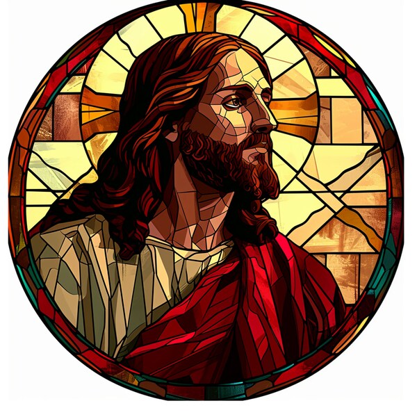 Jesus Stained Glass Window Cling Christian Art Window Sticker Decal Film Encouragement Artful