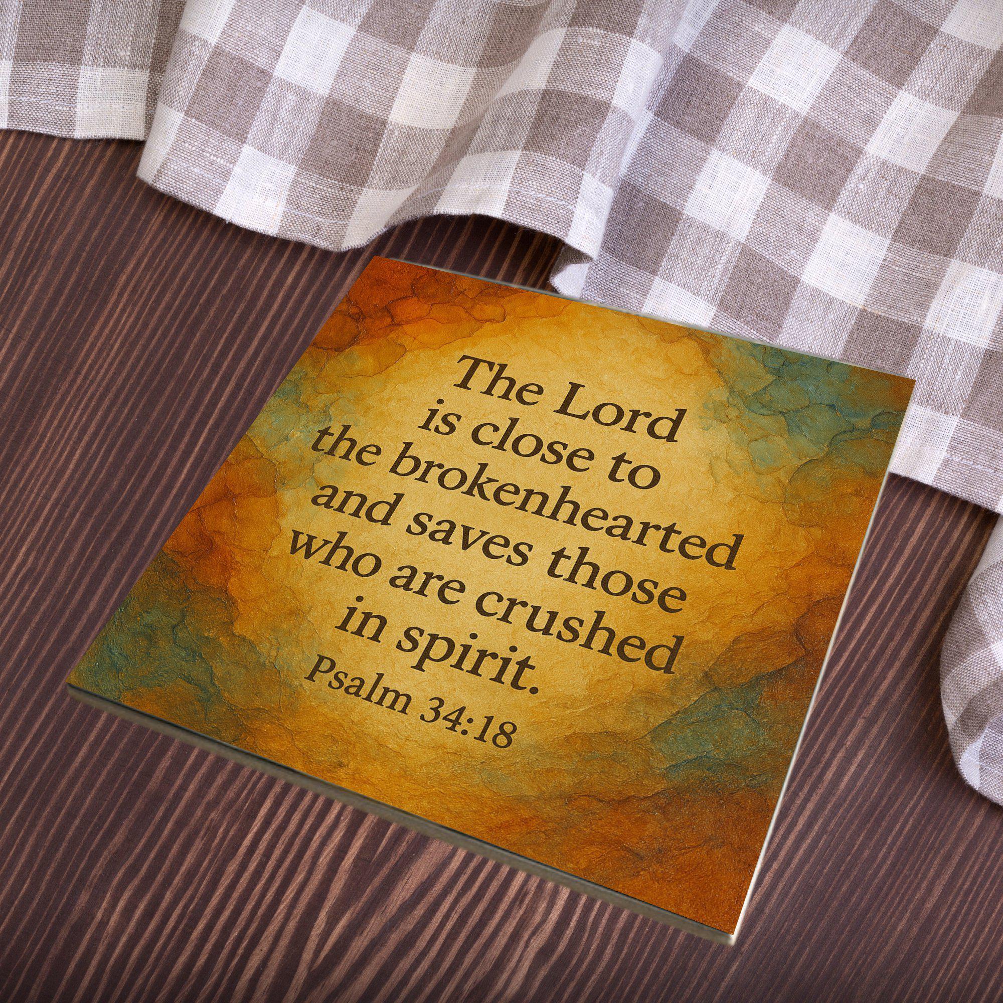 Psalms 34 18 Bible Verse Ceramic Art Tile Christian Decor Bookshelf ...