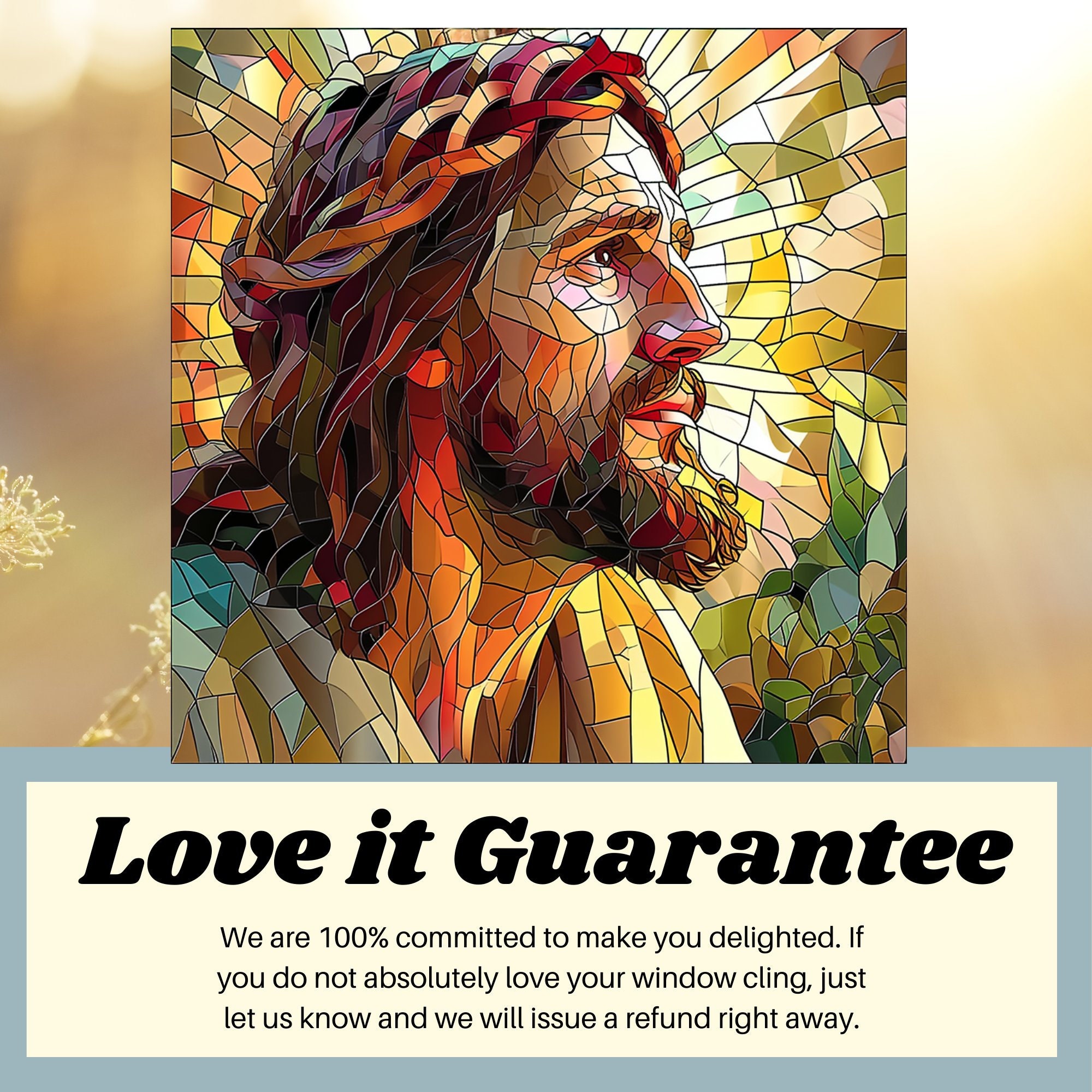 God Window Sticker Jesus Stained Glass Window Cling Christian Faith Art Faithful Decor ...