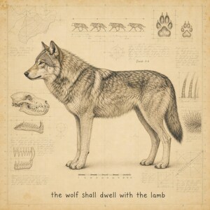 Wolf Shall Dwell with the Lamb Ceramic Tile | Grey Wolf Naturalist Art | Isaiah 11:6 Christian Gift