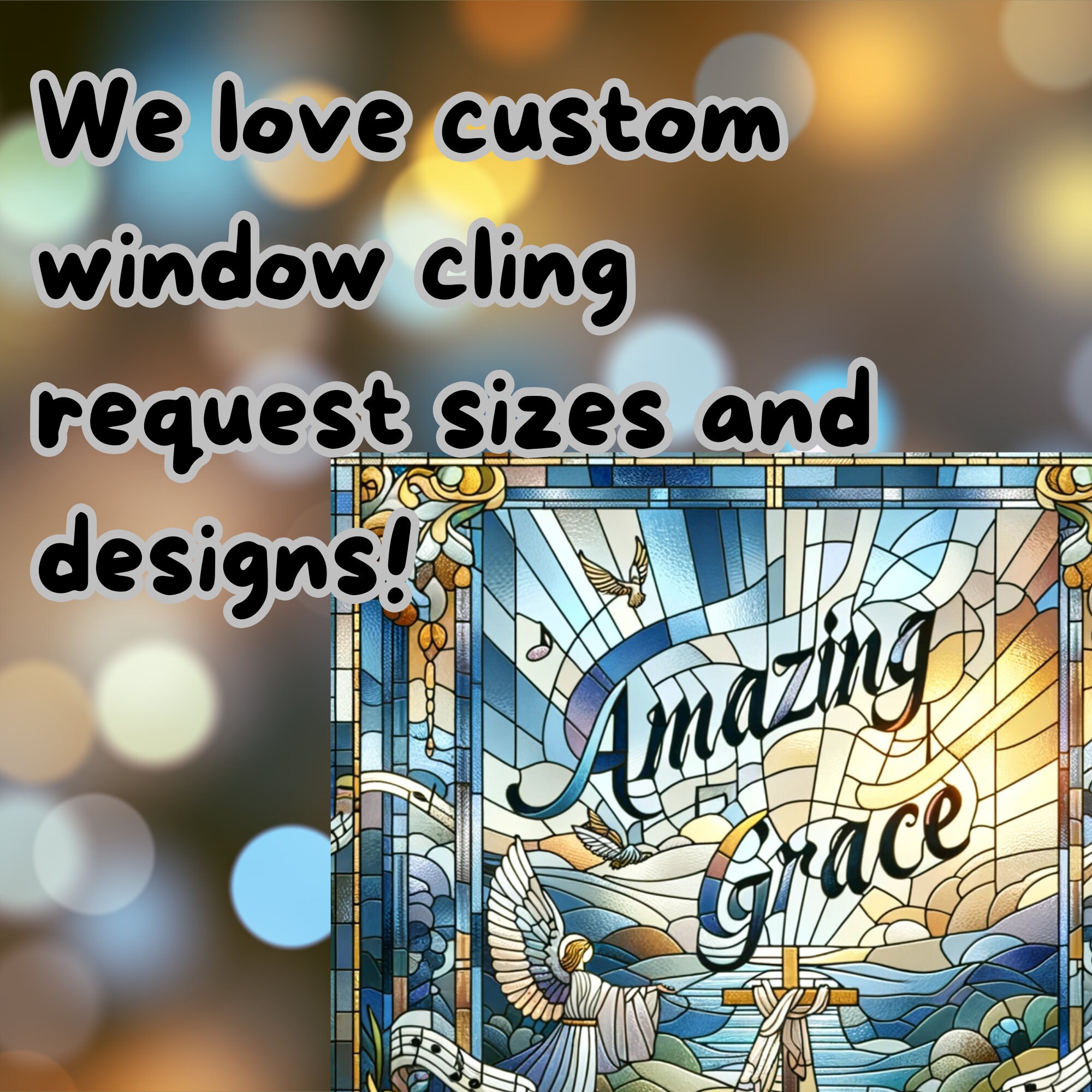 Amazing Grace Stained Glass Window Cling Christian Art Window Sticker ...