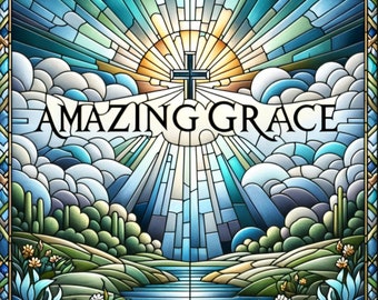 Amazing Grace Stained Glass Window Cling Christian Art Window Sticker Decal Film Encouragement Artful