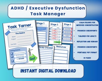Digital ADHD Task Planner | Interactive Executive Function Worksheet (PDF)