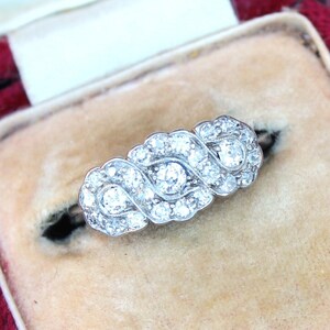 Vintage 1920s, 18ct white gold ,old cut diamond ring, 0.5ct diamond cluster