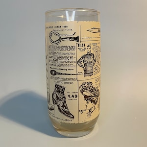 Sears Catalogue Glass Tumbler Vintage Drinking Retro Bar Man Cave