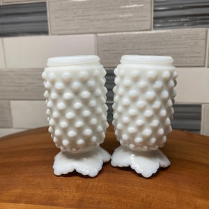 Vintage Fenton Milk Glass Hobnail Shakers: MCM Farmhouse Decor