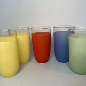 Colorful MCM Glasses Yellow Red Blue Green Set of 5 Vintage