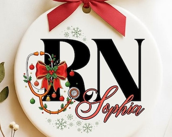 Ornement personnalisé d'infirmière, ornement de remise des diplômes d'infirmière, cadeau RN BSN, nouvelle décoration de Noël d'infirmière, cadeau personnalisé de remise de diplôme d'infirmière